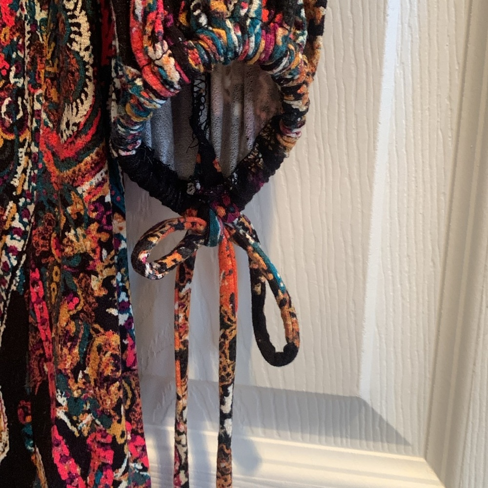 NWT! FREE PEOPLE All Dolled Up Paisley Open Back Mini Dress, soft knit, M. - Picture 4 of 14